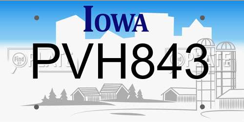 PVH843 Iowa License Plate