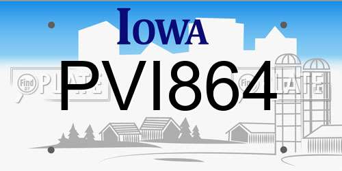 PVI864 Iowa License Plate