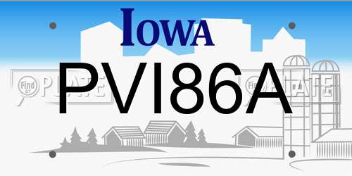 PVI86A Iowa License Plate