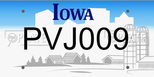 PVJ009 Iowa License Plate