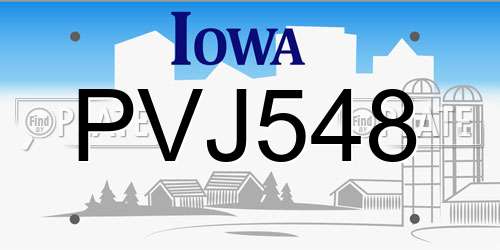PVJ548 Iowa License Plate