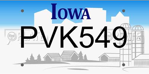 PVK549 Iowa License Plate