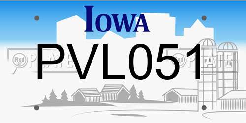 PVL051 Iowa License Plate