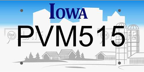PVM515 Iowa License Plate