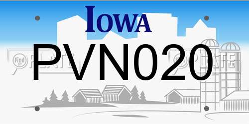 PVN020 Iowa License Plate