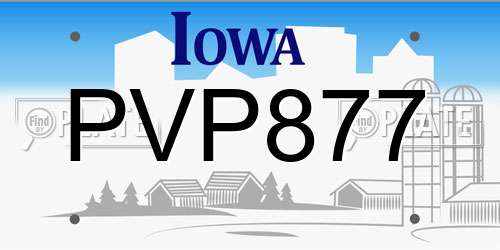 PVP877 Iowa License Plate