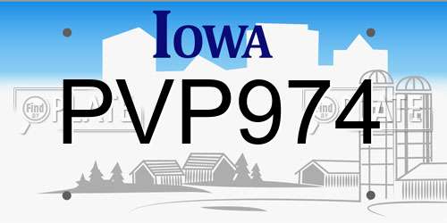 PVP974 Iowa License Plate