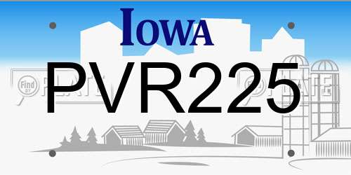 PVR225 Iowa License Plate