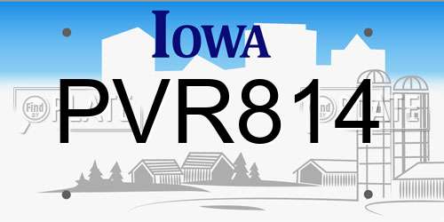 PVR814 Iowa License Plate