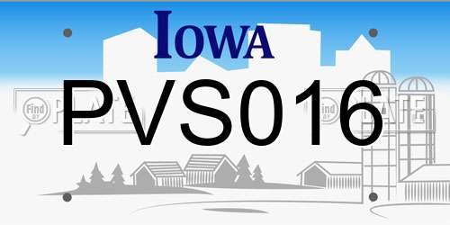 PVS016 Iowa License Plate
