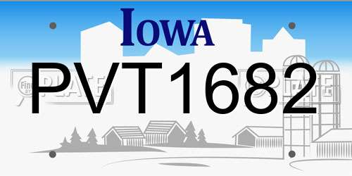 PVT1682 Iowa License Plate