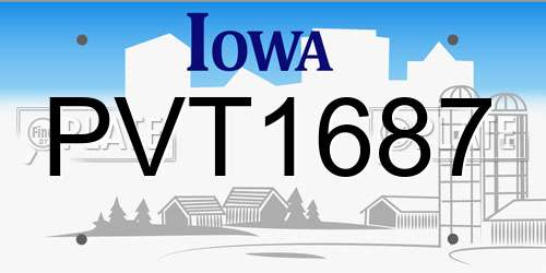 PVT1687 Iowa License Plate