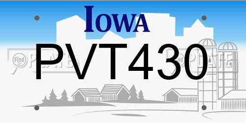PVT430 Iowa License Plate