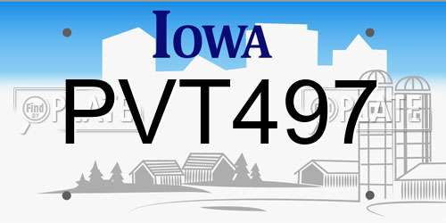 PVT497 Iowa License Plate