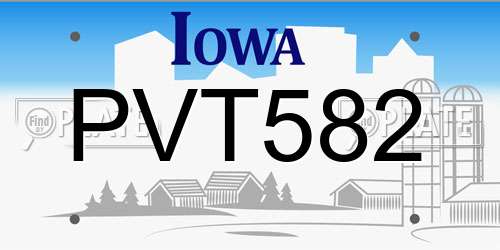 PVT582 Iowa License Plate