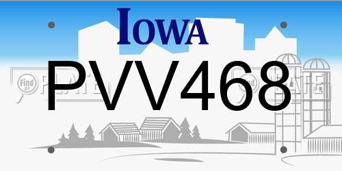 PVV468 Iowa License Plate
