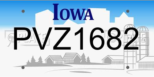 PVZ1682 Iowa License Plate
