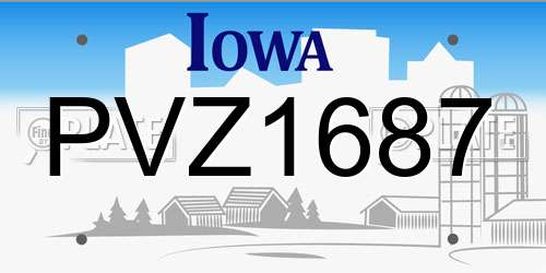 PVZ1687 Iowa License Plate