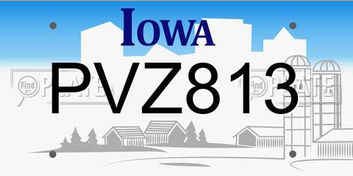 PVZ813 Iowa License Plate