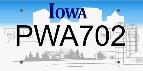 PWA702 Iowa License Plate