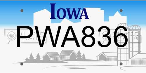 PWA836 Iowa License Plate
