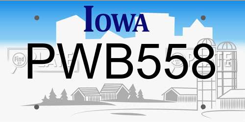 PWB558 Iowa License Plate