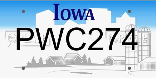 PWC274 Iowa License Plate