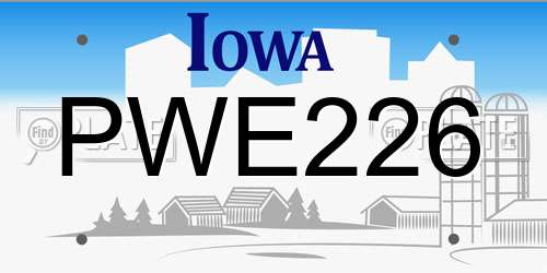 PWE226 Iowa License Plate
