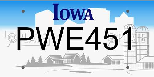 PWE451 Iowa License Plate