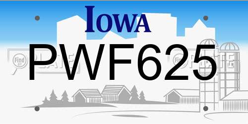 PWF625 Iowa License Plate