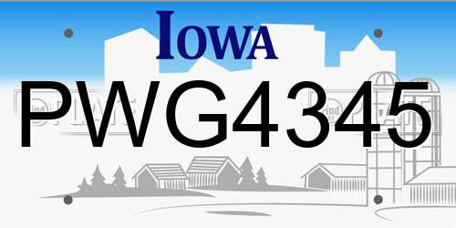 PWG4345 Iowa License Plate