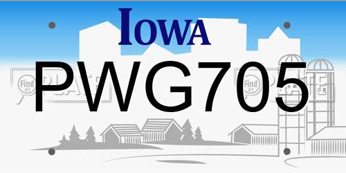 PWG705 Iowa License Plate