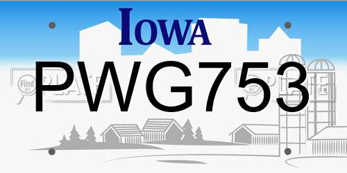 PWG753 Iowa License Plate