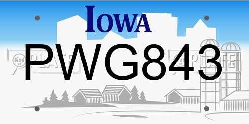 PWG843 Iowa License Plate