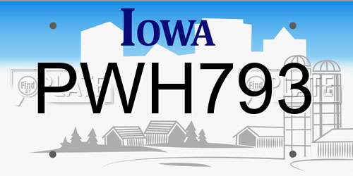 PWH793 Iowa License Plate