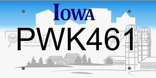 PWK461 Iowa License Plate