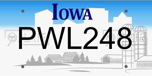 PWL248 Iowa License Plate