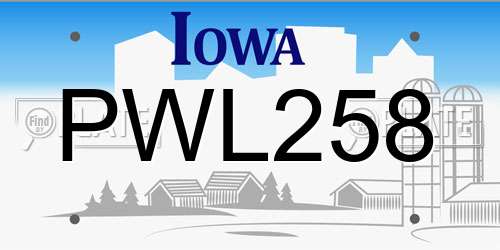 PWL258 Iowa License Plate