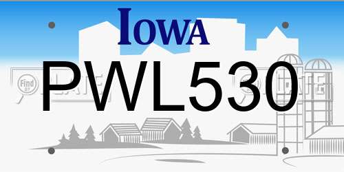 PWL530 Iowa License Plate