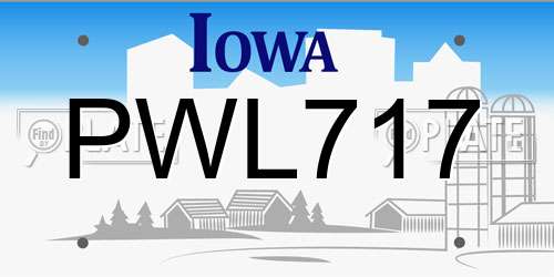 PWL717 Iowa License Plate