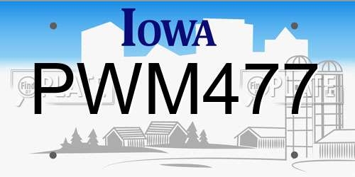 PWM477 Iowa License Plate