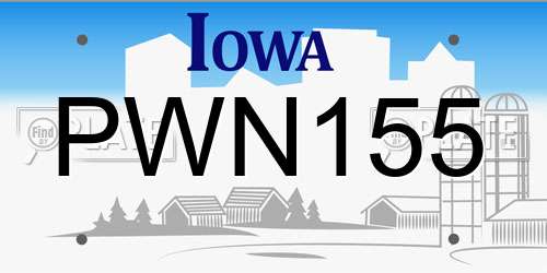 PWN155 Iowa License Plate