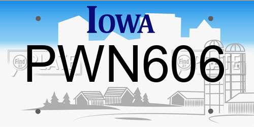 PWN606 Iowa License Plate