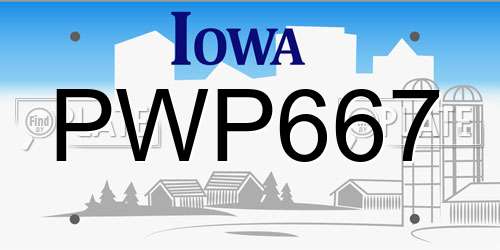 PWP667 Iowa License Plate