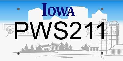 PWS211 Iowa License Plate