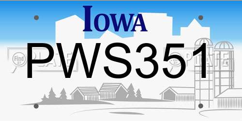 PWS351 Iowa License Plate