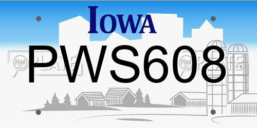 PWS608 Iowa License Plate