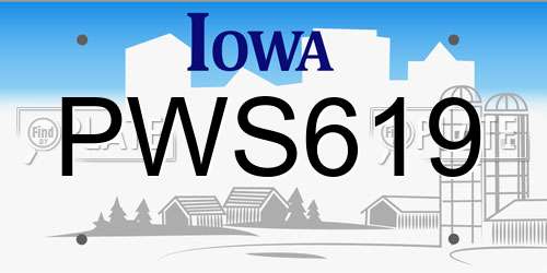PWS619 Iowa License Plate