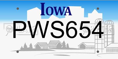 PWS654 Iowa License Plate