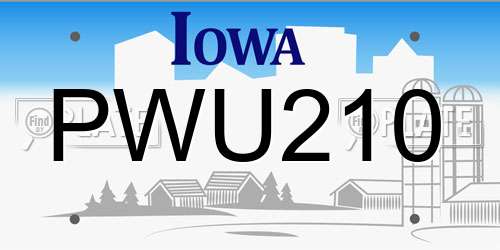 PWU210 Iowa License Plate